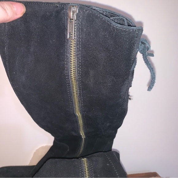 Born Leather Suede Tall Black Heeled Boots 6.5 - Picture 9 of 9